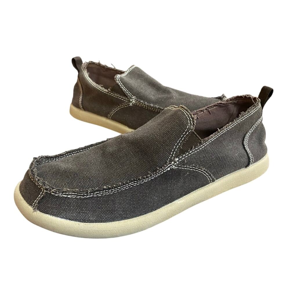 Ocean Pacific Op Men's Canvas Slip On Shoes 8 Gray Khaki Moccasin Style Comfort